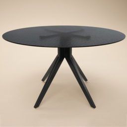 SOLACE+CO Emil Black 4 Seater Glass Round Dining Table - thumbnail 2