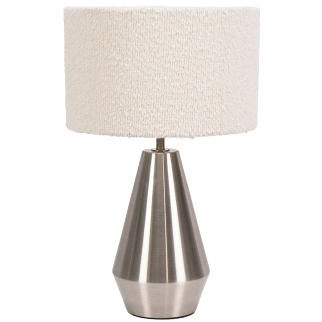 ValueLights Jax Cream Boucle Shade Brushed Chrome Touch LED Table Lamp - image 1