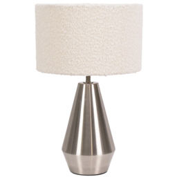 ValueLights Jax Cream Boucle Shade Brushed Chrome Touch LED Table Lamp - thumbnail 1