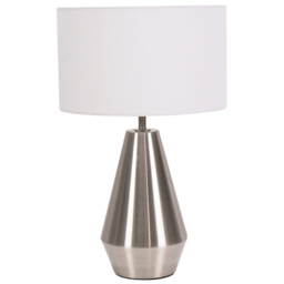 ValueLights Jax White Shade Brushed Chrome Touch LED Table Lamp