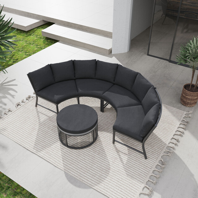 Malay Rowena Curved Sofa Set - Black - image 1