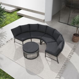 Malay Rowena Curved Sofa Set - Black
