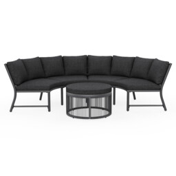 Malay Rowena Curved Sofa Set - Black - thumbnail 2