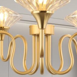 Charlotte Gold 5 Arm Glass Shade Ceiling Light - thumbnail 4