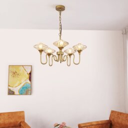 Charlotte Gold 5 Arm Glass Shade Ceiling Light - thumbnail 2