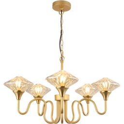Charlotte Gold 5 Arm Glass Shade Ceiling Light