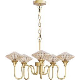 Charlotte Gold 5 Arm Glass Shade Ceiling Light - thumbnail 3