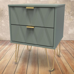 Crowndale Diamond 2 Drawer Reed Green Bedside Table