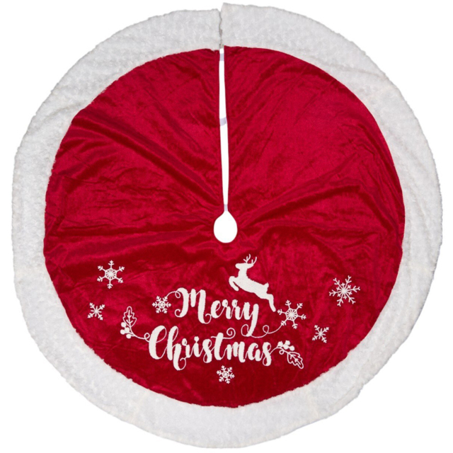Sleigh Bells Ring Red Merry Christmas Tree Skirt 120cm - image 1