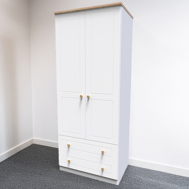 Crowndale Warwick White Ash and Oak 2 Door 2 Drawer Wardrobe - image 1