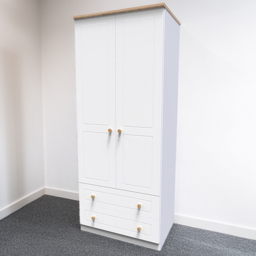 Crowndale Warwick White Ash and Oak 2 Door 2 Drawer Wardrobe