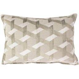 Paoletti Delano Ivory and Taupe Velvet Jacquard Cushion - thumbnail 1