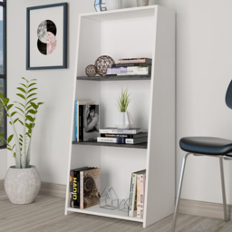 Dallas 3 Shelf White and Carbon Grey Low Bookcase