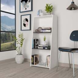 Dallas 3 Shelf White and Carbon Grey Low Bookcase - thumbnail 4