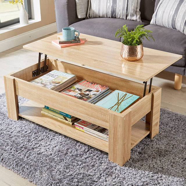 Home Source Orlando Natural Lift Up Storage Coffee Table - image 1