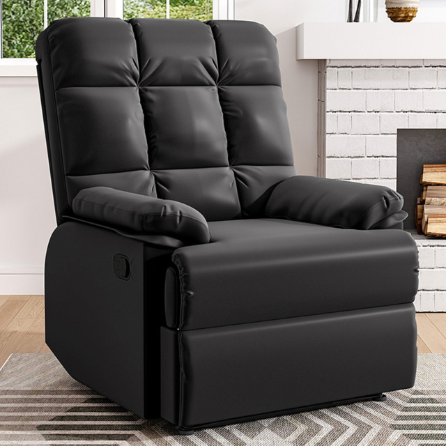 Living and Home Black Tufted Faux Leather Recliner - image 1