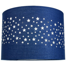 Happy Homewares Stars Kids Midnight Blue Cotton Bedroom Ceiling Pendant Shade