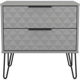 Crowndale Harlequin 2 Drawer Dusk Grey Side Table Ready Assembled - thumbnail 3