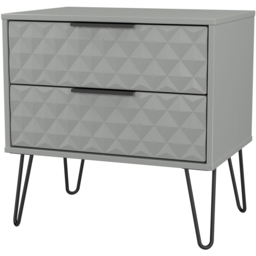Crowndale Harlequin 2 Drawer Dusk Grey Side Table Ready Assembled - thumbnail 2