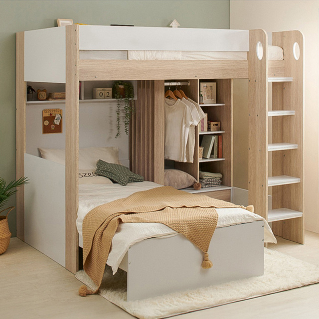 Flair Hampton White and Oak L Shape Bunk Bed - image 1