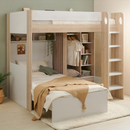 Flair Hampton White and Oak L Shape Bunk Bed