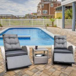 Furniture One 2 Seater Rattan Garden Recliner Lounge Set with Ice Bucket - thumbnail 1