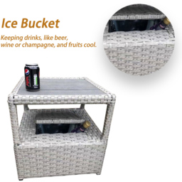 Furniture One 2 Seater Rattan Garden Recliner Lounge Set with Ice Bucket - thumbnail 3