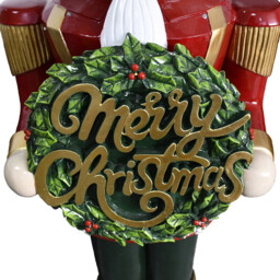 Sleigh Bells Ring LED Traditional Wreath Christmas Nutcracker 152cm - thumbnail 3