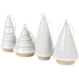 Mistletoe Cottage 4 Piece White Ceramic Christmas Tree Set