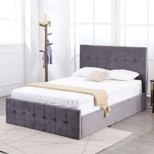 Portland Kosy Koala Single Black Velvet Cushioned Gas Lift Ottoman Bed - image 1