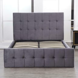 Portland Kosy Koala Single Black Velvet Cushioned Gas Lift Ottoman Bed - thumbnail 3