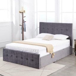 Portland Kosy Koala Single Black Velvet Cushioned Gas Lift Ottoman Bed - thumbnail 1