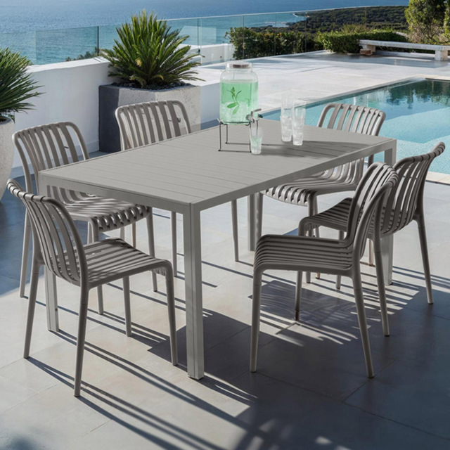 tectake Alcudia Anthracite Plastic Stackable Garden Chair Set of 6 - image 1