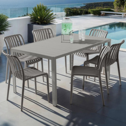 tectake Alcudia Anthracite Plastic Stackable Garden Chair Set of 6 - thumbnail 1