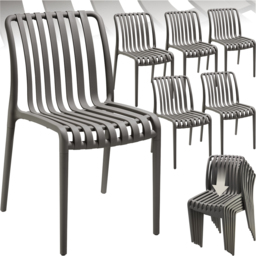 tectake Alcudia Anthracite Plastic Stackable Garden Chair Set of 6 - thumbnail 2