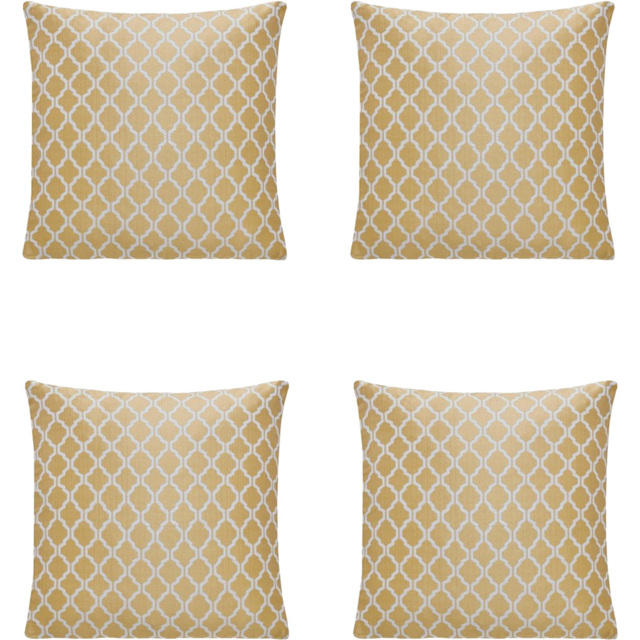 Alan Symonds Jacquard Weave Ochre Geometric Cushion with Polyester Filled Pad 45 x 45cm 4 Pack
