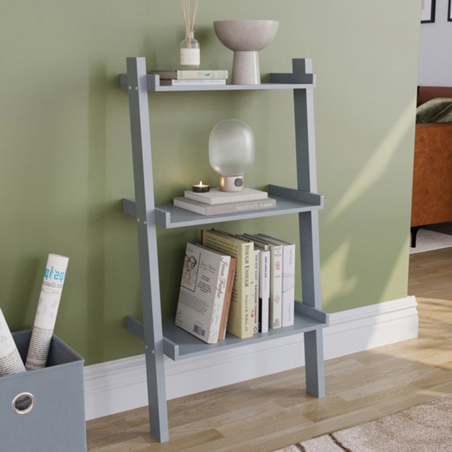 Vida Designs York 3 Shelf Grey Ladder Bookcase - image 1