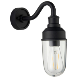 Merano Monza Matt Black Clear Glass Outdoor Wall Lantern