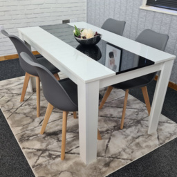Kosy Koala 4 Seater Plastic Dining Set White Black and Grey