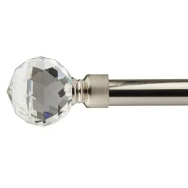 New Edge Blinds Cristalla Brushed Silver Extendable Eyelet Curtain Pole Set 160-300cm - image 1