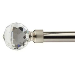 New Edge Blinds Cristalla Brushed Silver Extendable Eyelet Curtain Pole Set 160-300cm - thumbnail 1