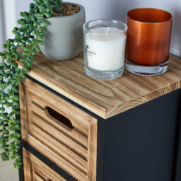 Home Source 5 Drawer Black Oak Solid Wooden Chest of Drawer - thumbnail 3