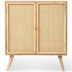 Desser Manhattan 2 Door Natural Rattan and Mango Wood Wine Cabinet - thumbnail 2