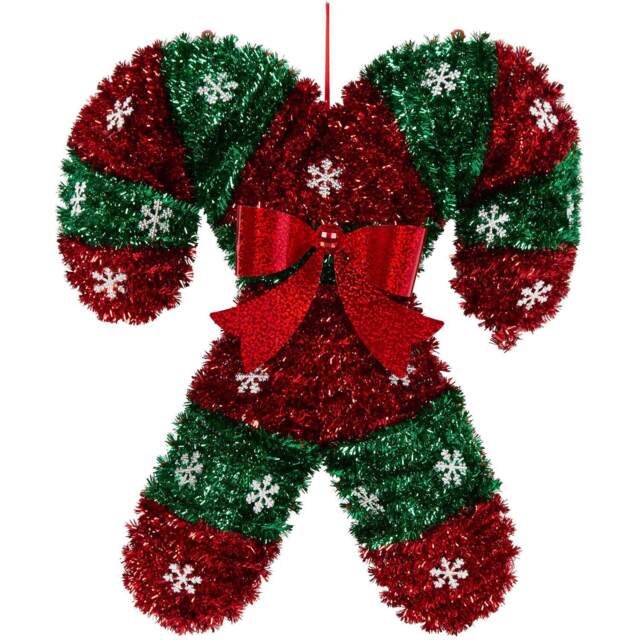 Single Candy Cane Hanging Christmas Tinsel 46.7cm in Assorted styles - image 1