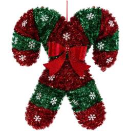 Single Candy Cane Hanging Christmas Tinsel 46.7cm in Assorted styles - thumbnail 1