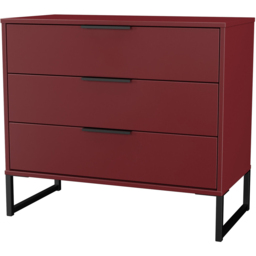 Crowndale Hong Kong 3 Drawer Red Matt Chest of Drawers Ready Assembled - thumbnail 2