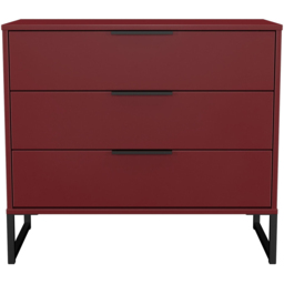 Crowndale Hong Kong 3 Drawer Red Matt Chest of Drawers Ready Assembled - thumbnail 3