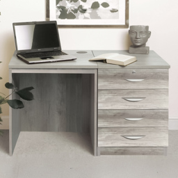 R White Cabinets SET-05-IN-GN 4 Drawer Desk Grey