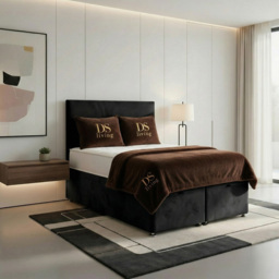 DS Living Prima Super King Size Black Plush Divan Bed - thumbnail 4