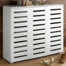 Home Source Oslo 3 Door White Shoe Storage Cabinet Unit